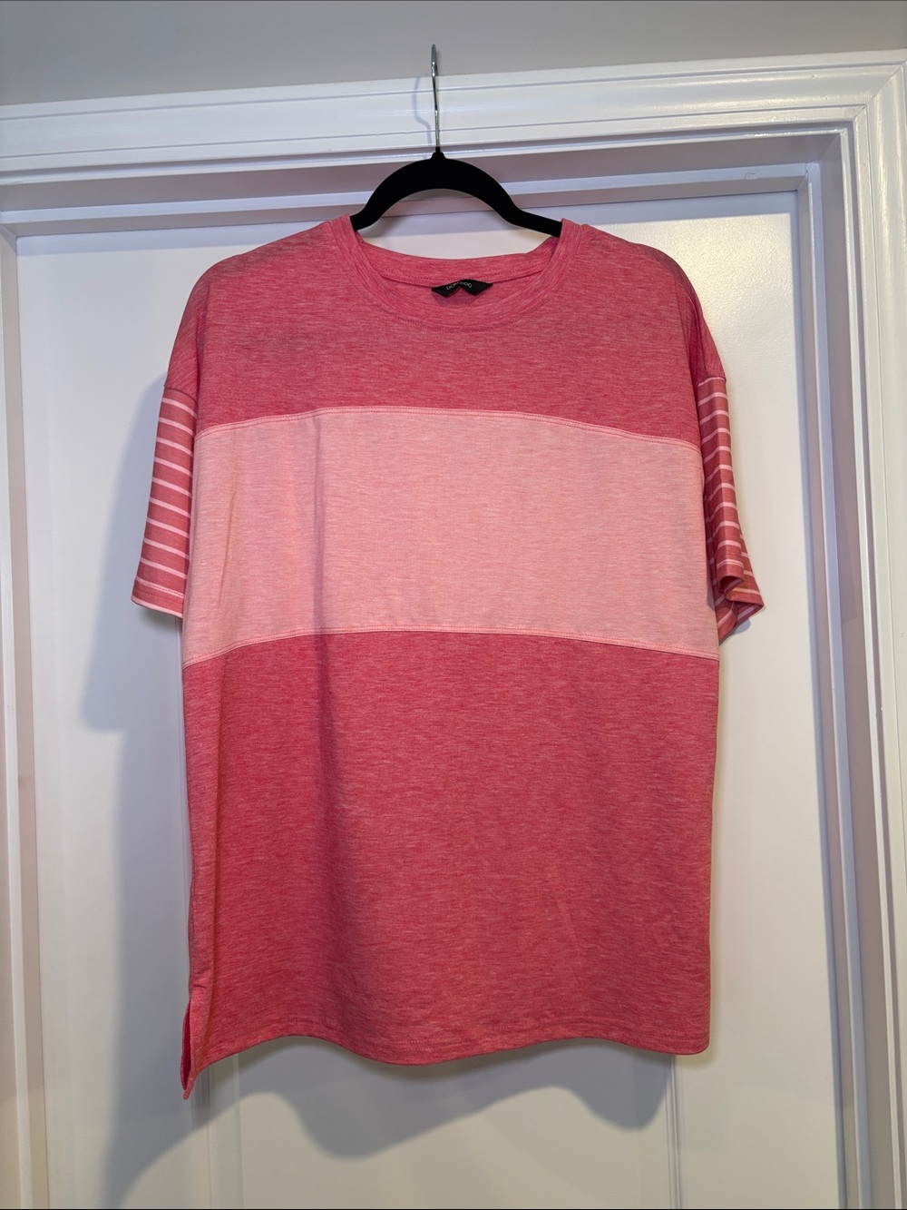 NWOT Women's Pink Colorblock Short Sleeve Blouse
